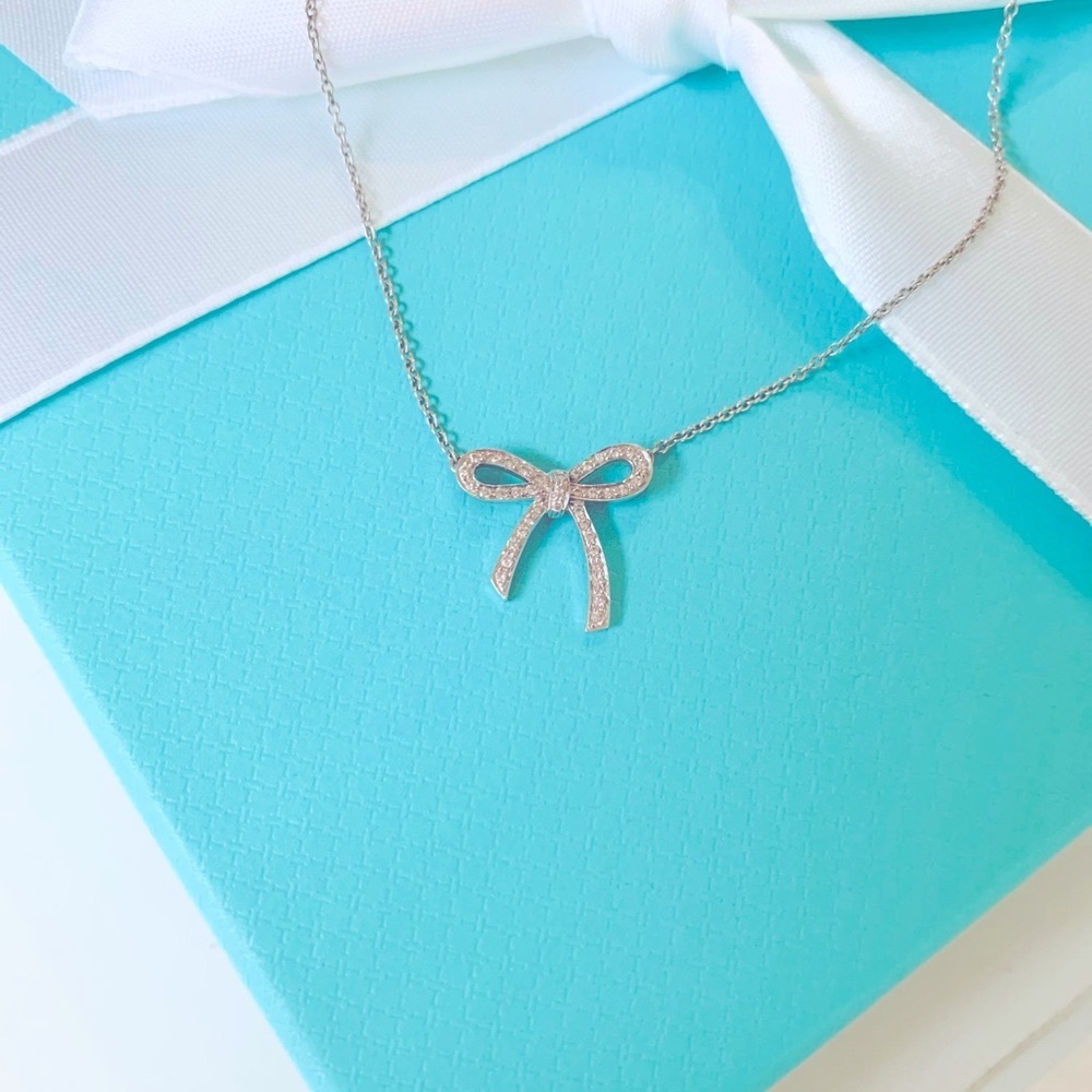 Tiffany & Co. Bow Pendent Diamond necklace.